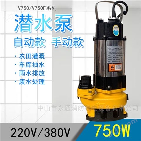220V家用潜水泵配浮球自动3寸铸铁排水泵